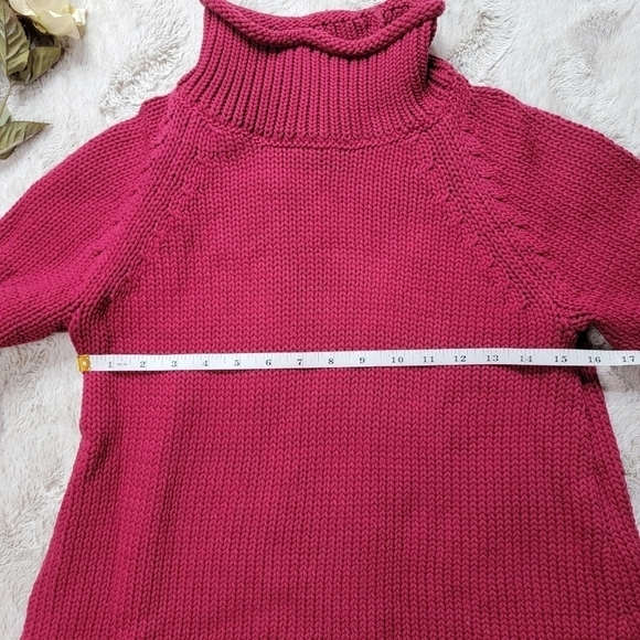 Ann Taylor Loft Fuchsia Pink Half Sleeve Chunky Knit Mock Neck Sweater Sz XS - Picture 12 of 13